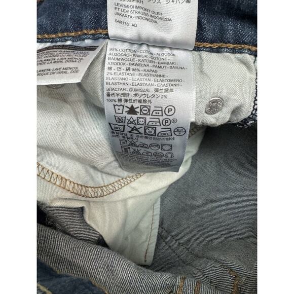 Levi's 505 Regular Fit Straight Leg Jeans Men 33 * 30 Medium Wash Grunge Zip Fly - Picture 7 of 10